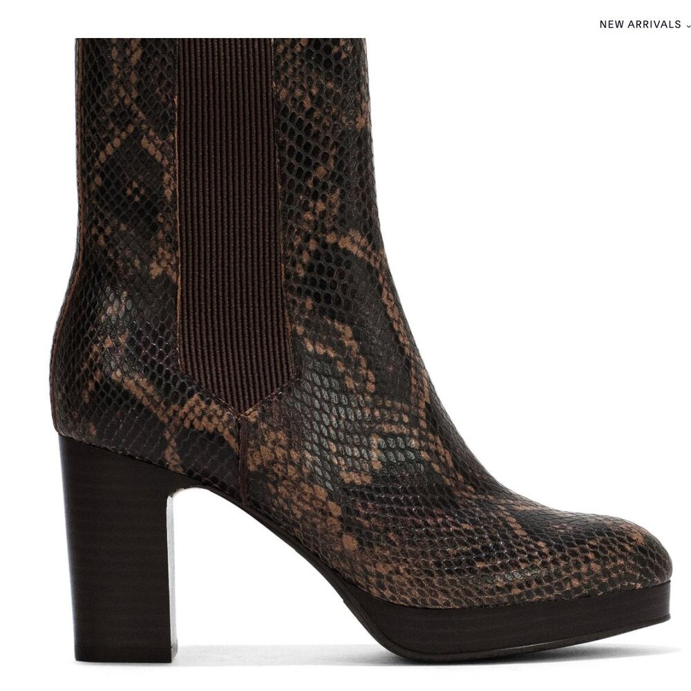 Donald Pliner ZELDA Python Snake Platform Heel Mid Boots | 8.5 Brown NEW $298 - Picture 2 of 7